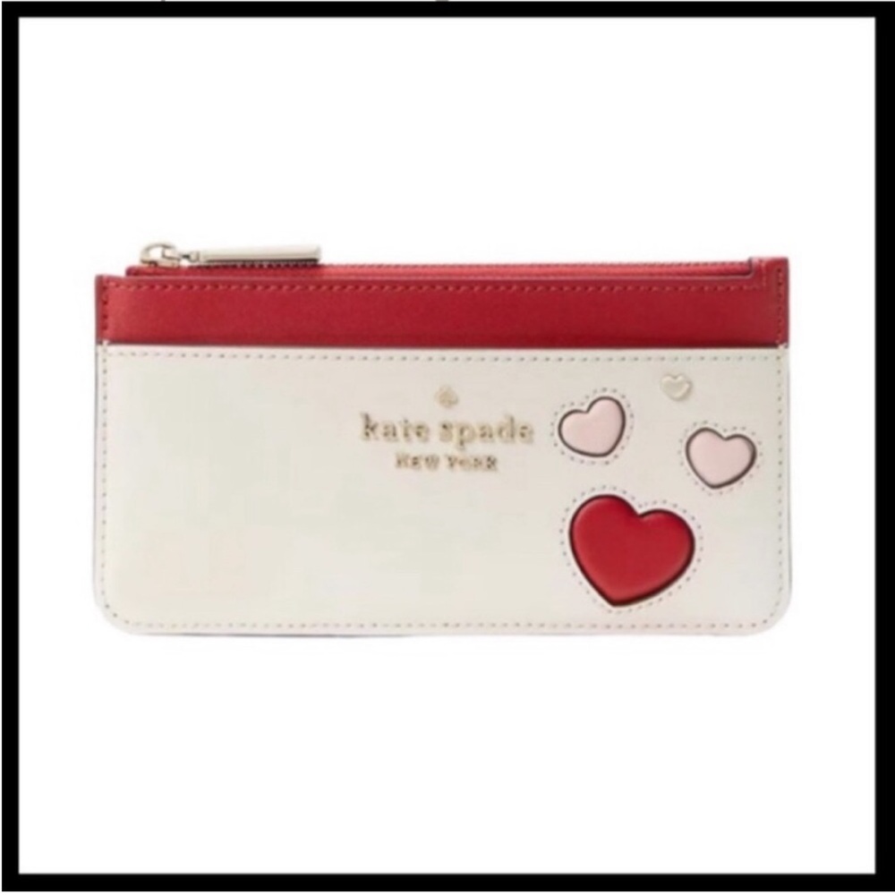 Kate Spade Large Slim Heart Card Holder EUC